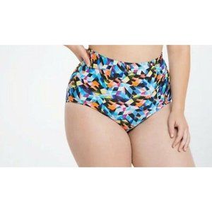 Torrid Geo High Waisted Mesh Lined Swim Bottom Size Zero (0)